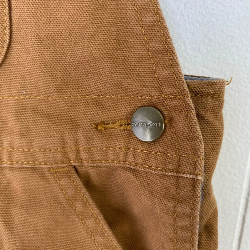 Carhartt Kids Flannel Lined Canvas Bib Overalls Brown Plaid Sz 18M